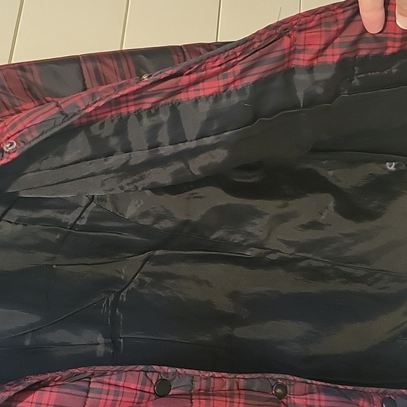 CHARLES F ORVIS PLAID POLYESTER JACKET  LARGE RED/BLACK - Picture 6 of 15